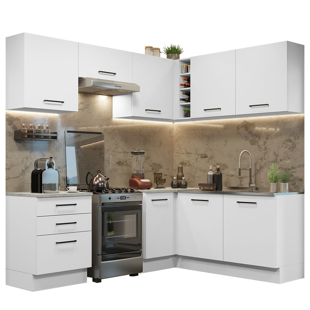 Mueble de Cocina Integral Esquinero Agata 399 cm Blanco 02