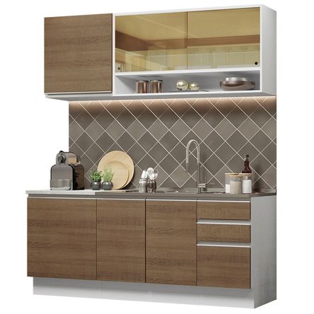 Mueble de Cocina Integral Glamy 180 cm Blanco/Marrón 06