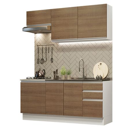 Mueble de Cocina Integral Glamy 180 cm Blanco/Marrón 07