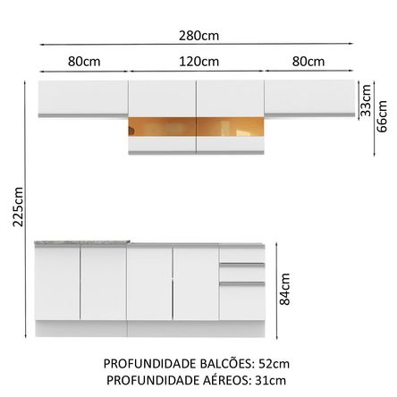 Mueble de Cocina Integral Marina 280 cm Blanco 02