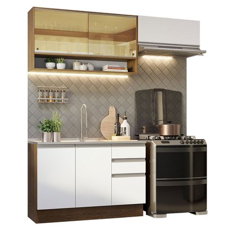 Mueble de Cocina Integral Glamy 200 cm Marrón/Blanco 08