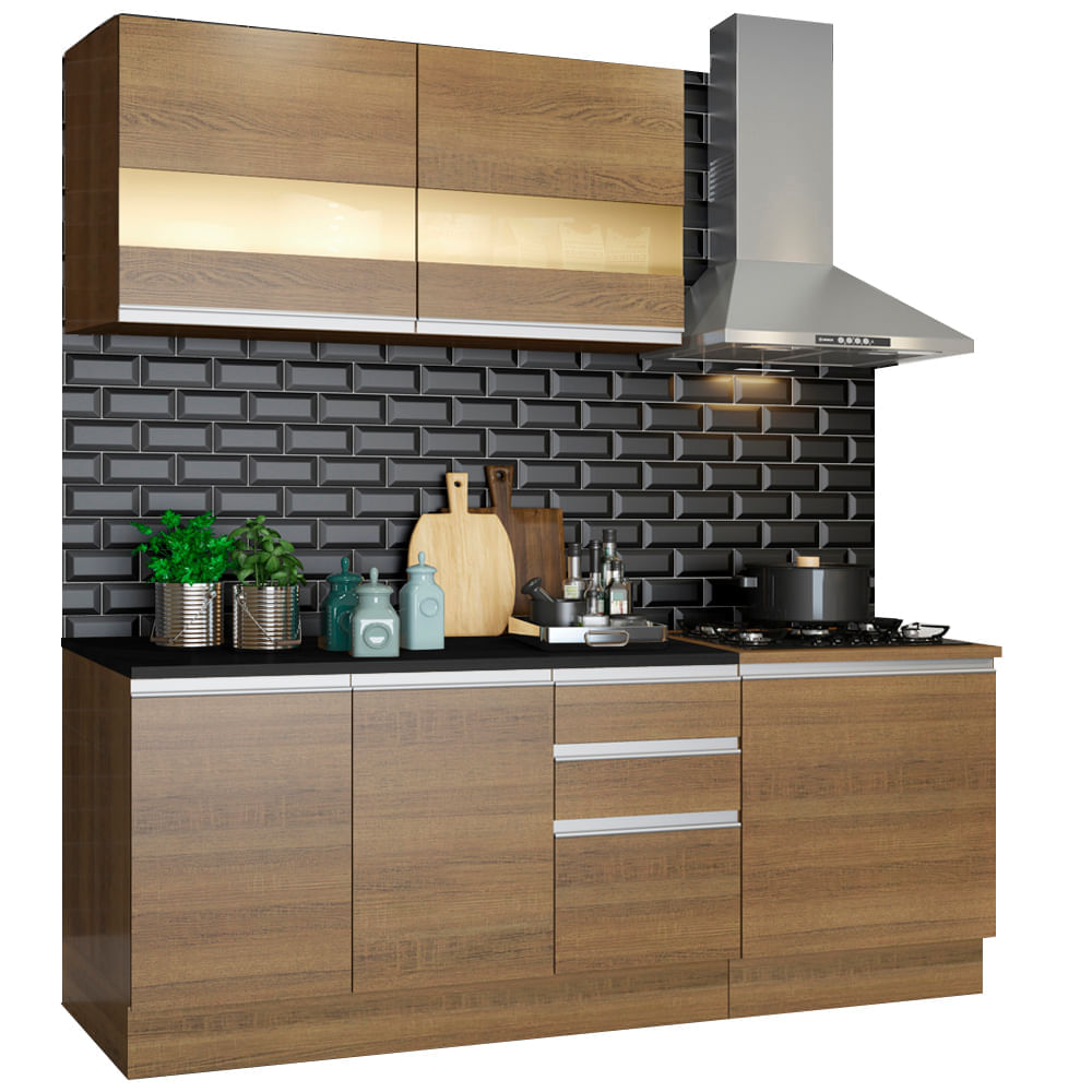 Mueble de Cocina Integral Milão 180 cm Marrón 02 Mueble de Cocina Integral Milão 180 cm Marrón 02
