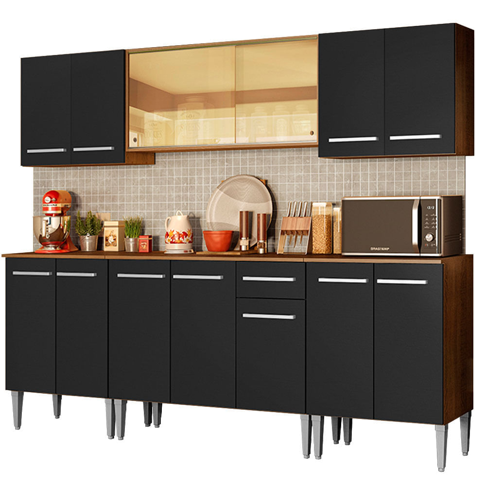 Mueble de Cocina Integral Emilly Fire 233 cm Marrón/Negro 03