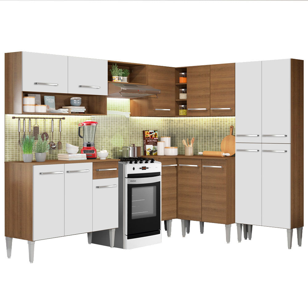 Mueble de Cocina Integral Emilly Ice 417 cm Marrón/Blanco 01