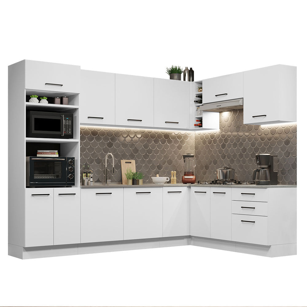 Mueble de Cocina Integral Esquinero Agata 479 cm Blanco 01 Mueble de Cocina Integral Esquinero Agata 479 cm Blanco 01
