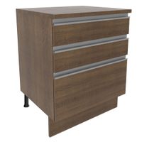 Mueble de Cocina 3 Cajones Glamy 60 cm Marrón