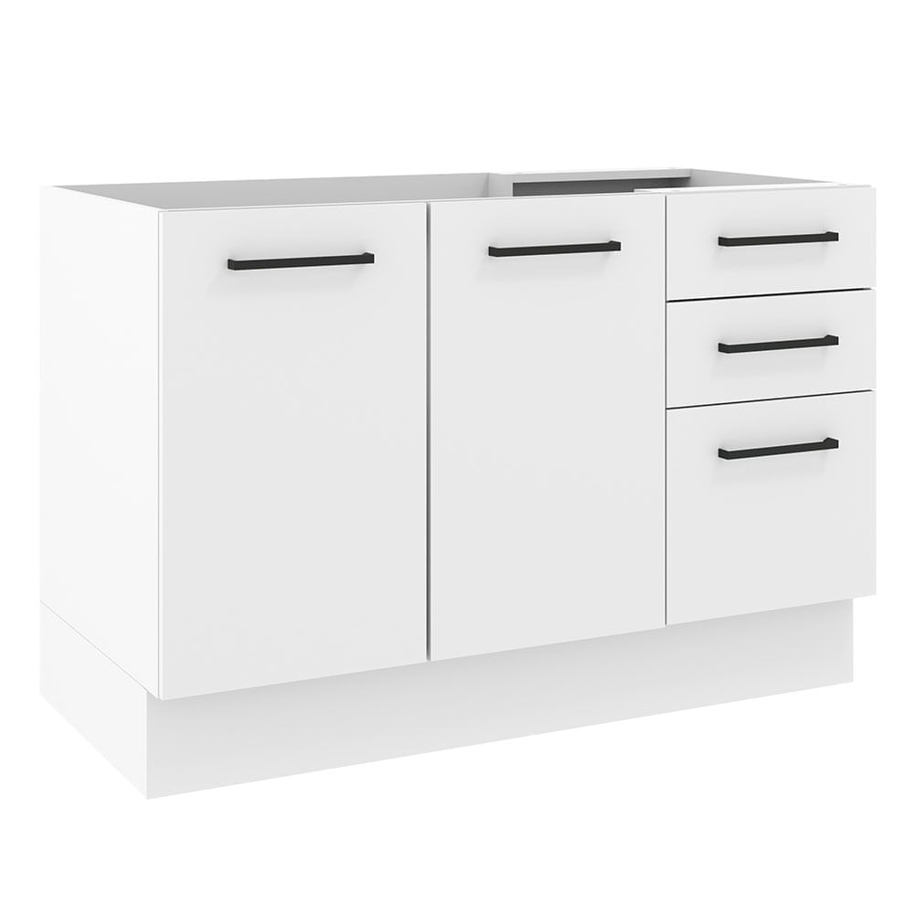 Mueble de Cocina 2 Puertas y 3 Cajones Agata 120 x 60 cm Blanco Mueble de Cocina 2 Puertas y 3 Cajones Agata 120 x 60 cm Blanco