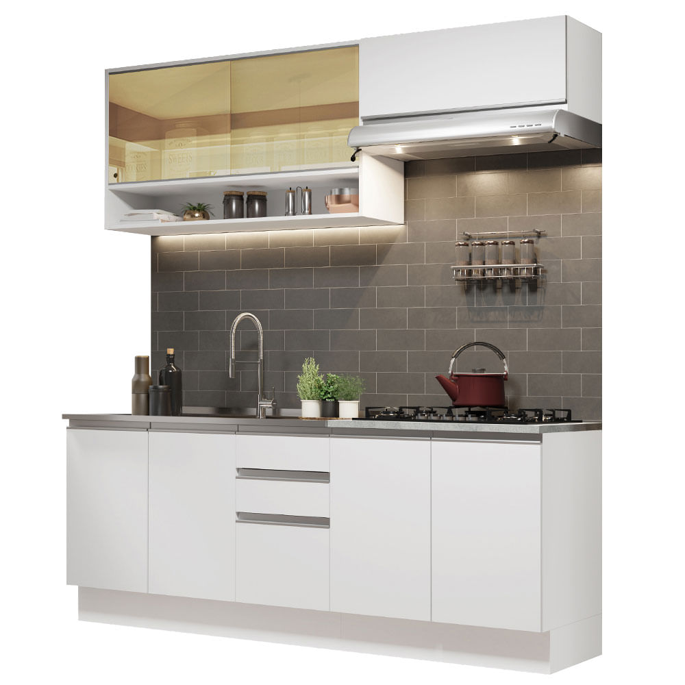 Mueble de Cocina Integral Glamy 200 cm Blanco 09 Mueble de Cocina Integral Glamy 200 cm Blanco 09