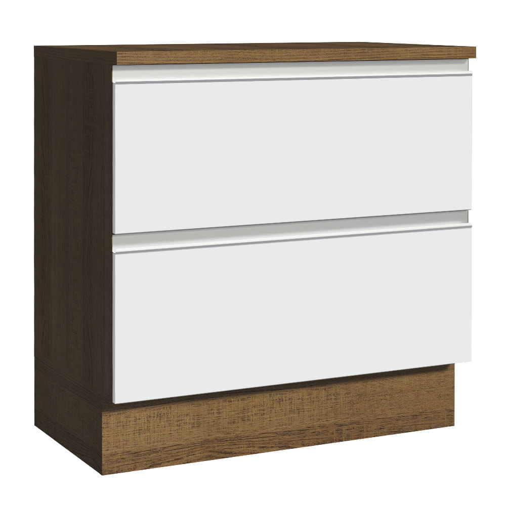 Mueble de Cocina 2 Cajones Glamy 80 cm Marrón/Blanco Mueble de Cocina 2 Cajones Glamy 80 cm Marrón/Blanco