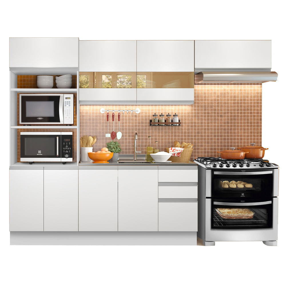 Mueble de Cocina Integral Marselha 270 cm Blanco 01