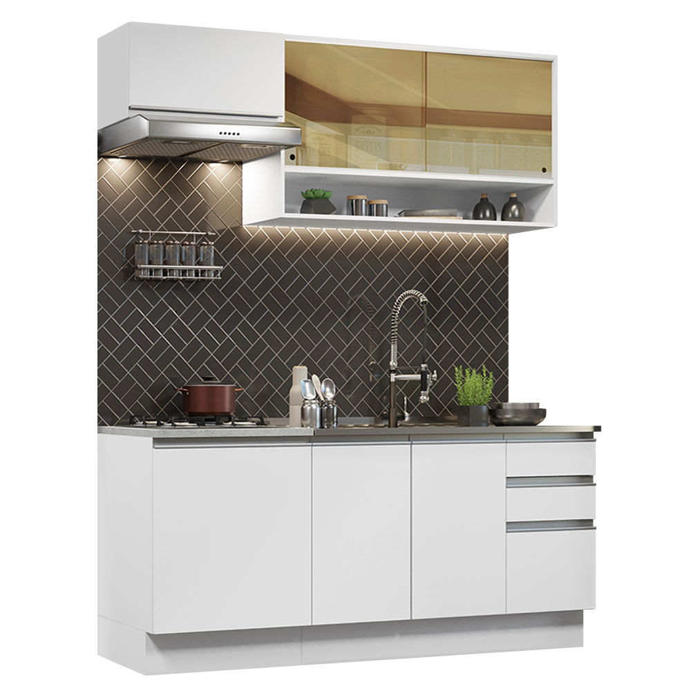 Mueble de Cocina Integral Glamy 180 cm Blanco 08 Mueble de Cocina Integral Glamy 180 cm Blanco 08