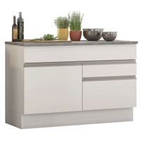 Mueble de Cocina 1 Puerta y 2 Cajones Glamy 120 cm con Encimera Blanco
