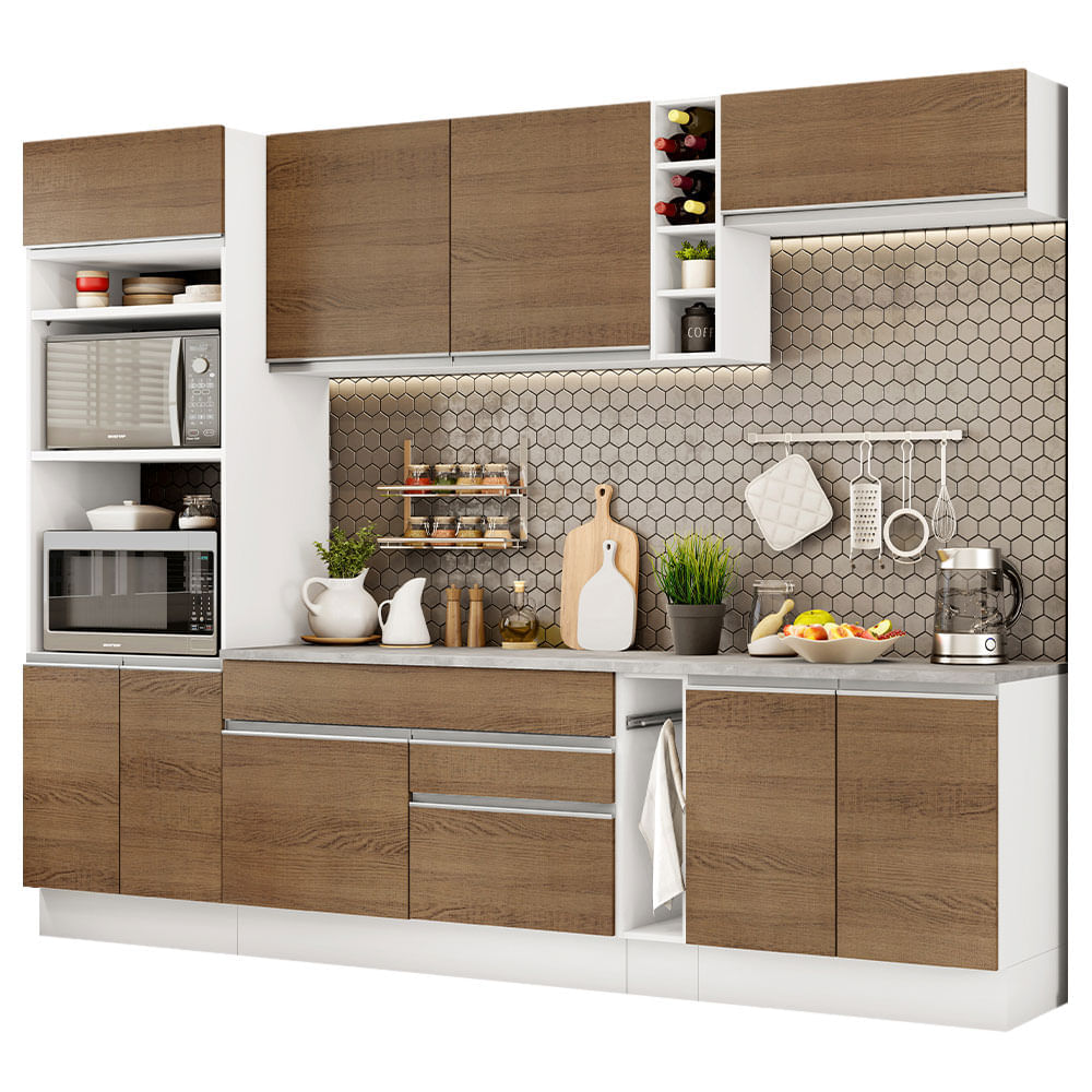 Mueble de Cocina Integral Vicenza 290 cm Blanco/Marrón 12