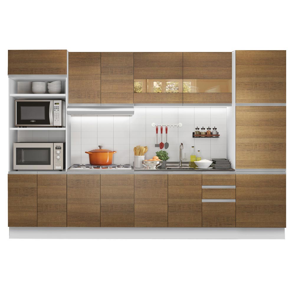 Mueble de Cocina Integral Olimpia 330 cm Blanco/Marrón 02