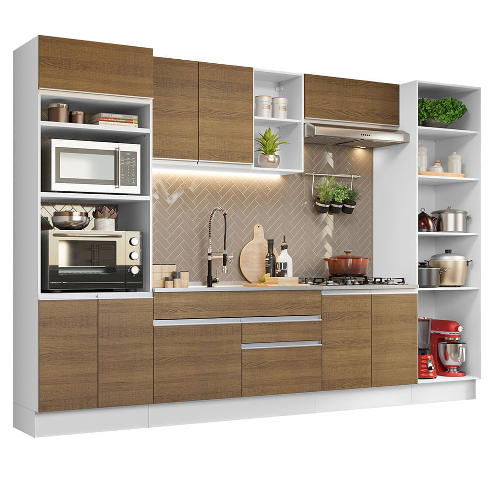 Mueble de Cocina Integral Glamy 330 cm Blanco/Marrón 03