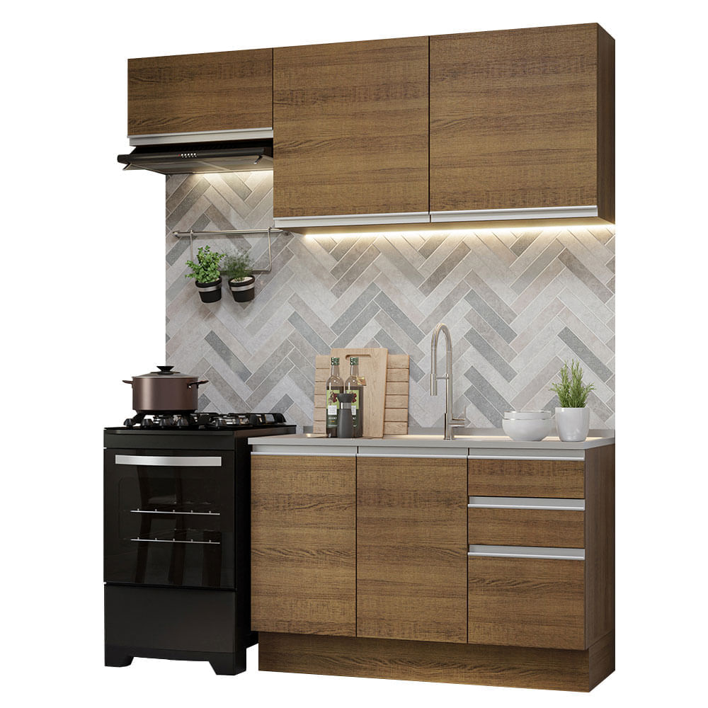 Mueble de Cocina Integral Glamy 180 cm Marrón 09 Mueble de Cocina Integral Glamy 180 cm Marrón 09