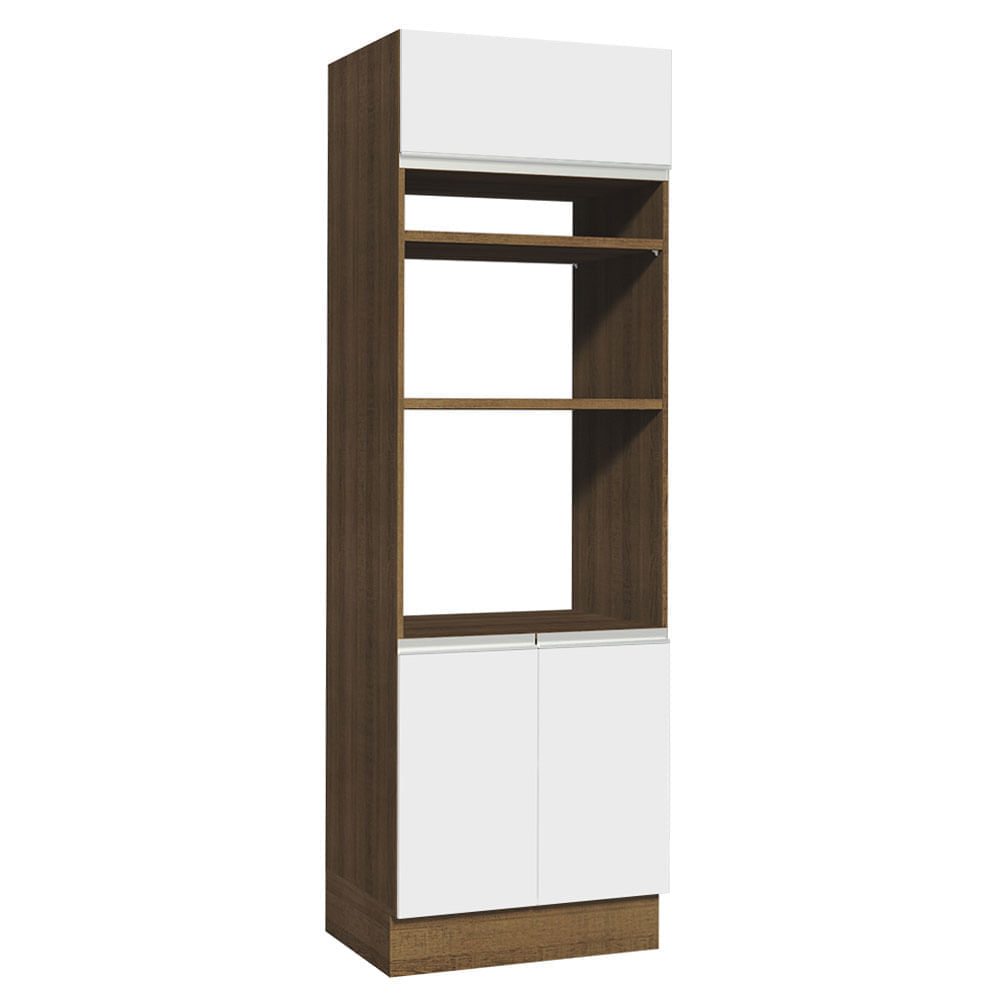 Mueble de Cocina Torre para Hornos 3 Puertas Glamy 70 cm Marrón/Blanco Mueble de Cocina Torre para Hornos 3 Puertas Glamy 70 cm Marrón/Blanco