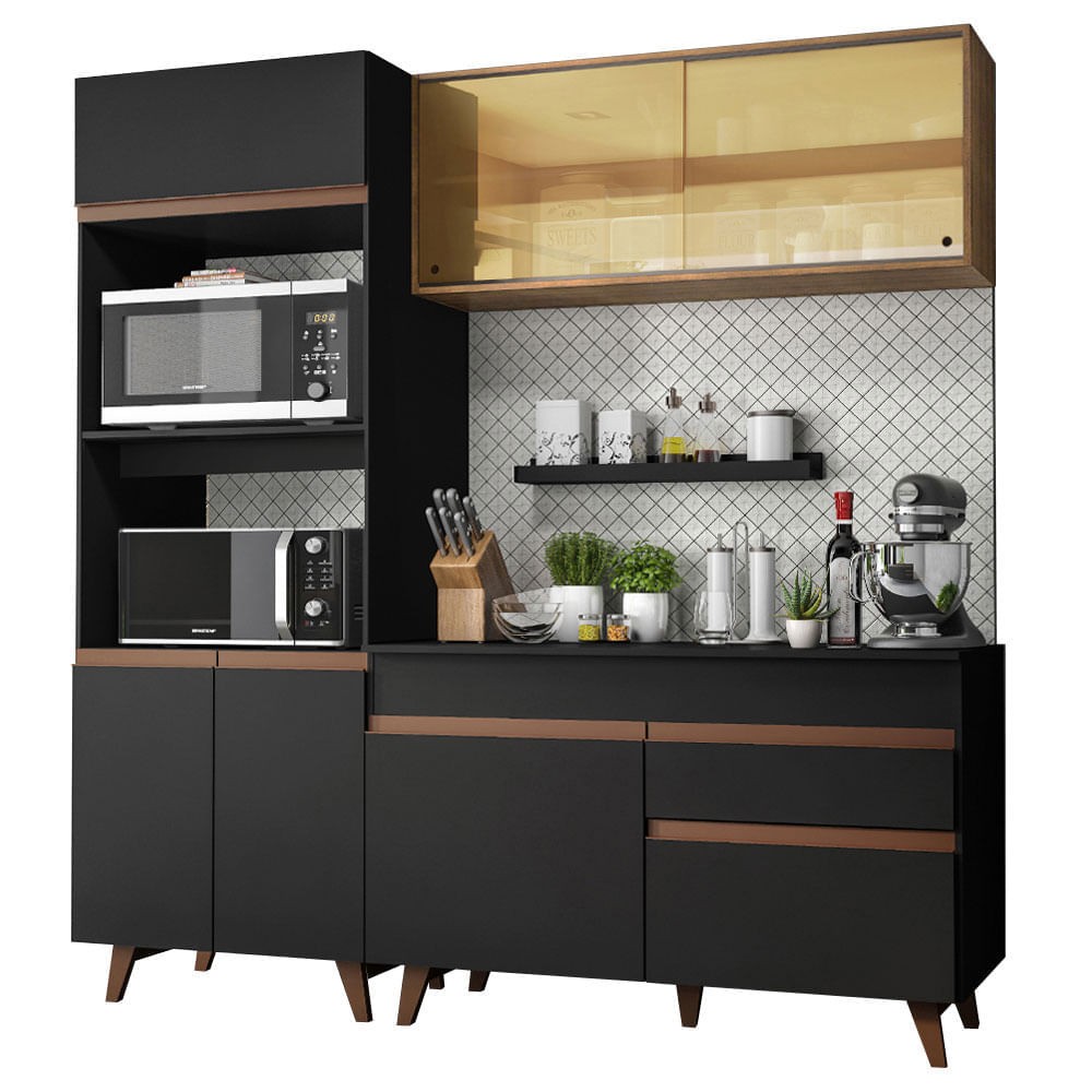 Mueble de Cocina Integral Reims 190 cm Negro/Marrón 02