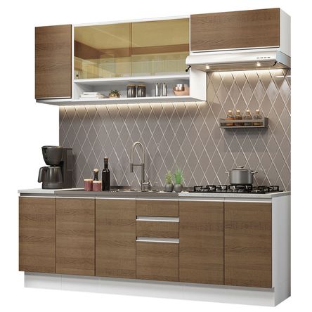 Mueble de Cocina Integral Glamy 240 cm Blanco/Marrón 03