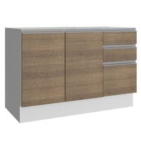 Mueble de Cocina 2 Puertas y 3 Cajones Glamy 120 cm Blanco/Marrón