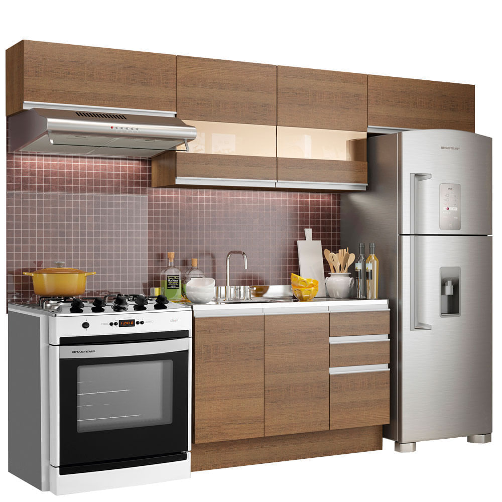 Mueble de Cocina Integral Marina 280 cm Marrón 01 Mueble de Cocina Integral Marina 280 cm Marrón 01