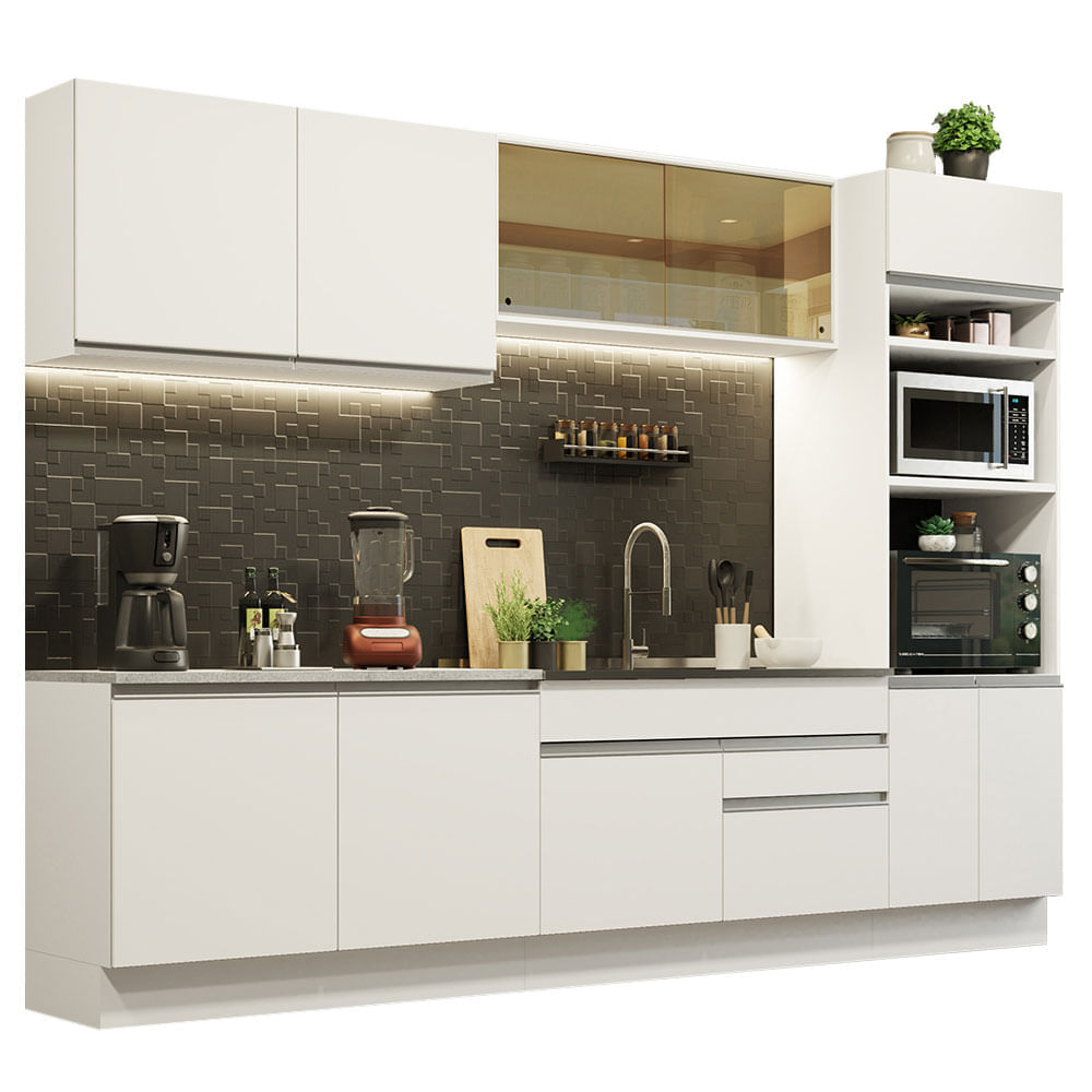 Mueble de Cocina Integral Glamy 310 cm Blanco 01 Mueble de Cocina Integral Glamy 310 cm Blanco 01