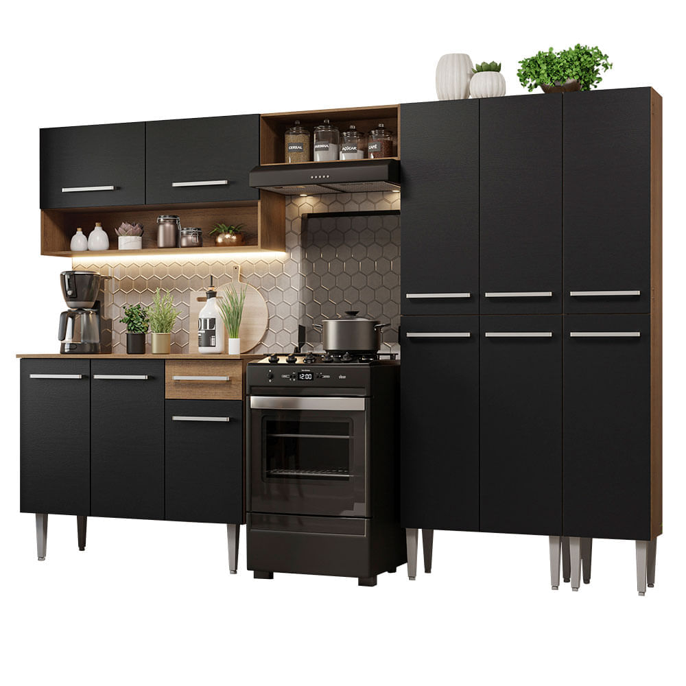 Mueble de Cocina Integral Emilly 261 cm Marrón/Negro 02