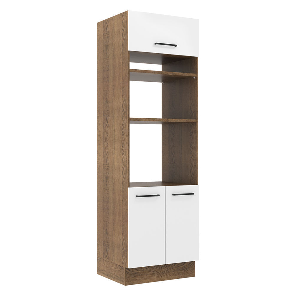 Mueble de Cocina Torre para Hornos 3 Puertas Agata 70 cm Marrón/Blanco Mueble de Cocina Torre para Hornos 3 Puertas Agata 70 cm Marrón/Blanco