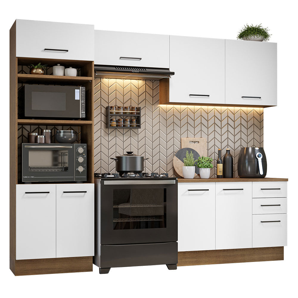 Mueble de Cocina Integral Agata 270 cm Marrón/Blanco 07