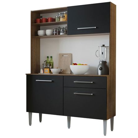 Mueble de Cocina Compacta Life 120 cm Marrón/Negro Mueble de Cocina Compacta Life 120 cm Marrón/Negro