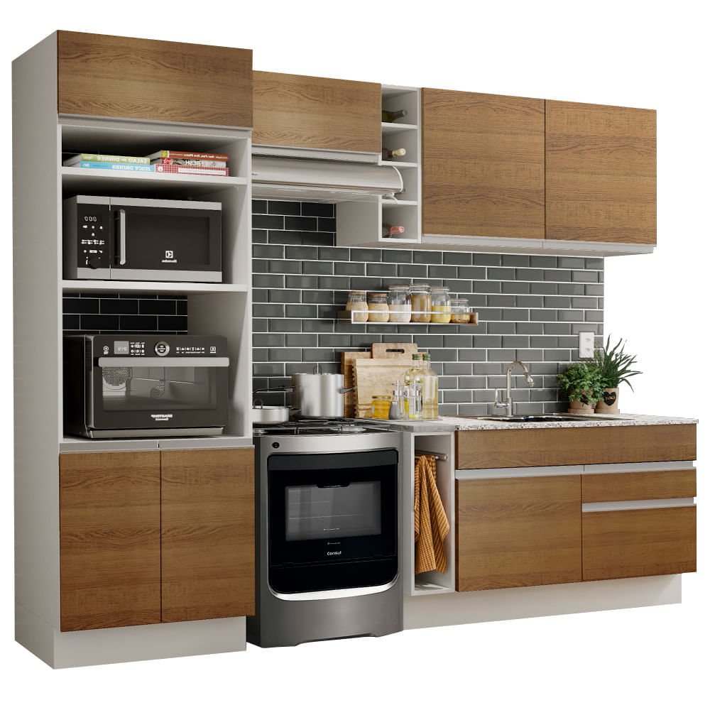 Mueble de Cocina Integral Jade 270 cm Blanco/Marrón 09 Mueble de Cocina Integral Jade 270 cm Blanco/Marrón 09