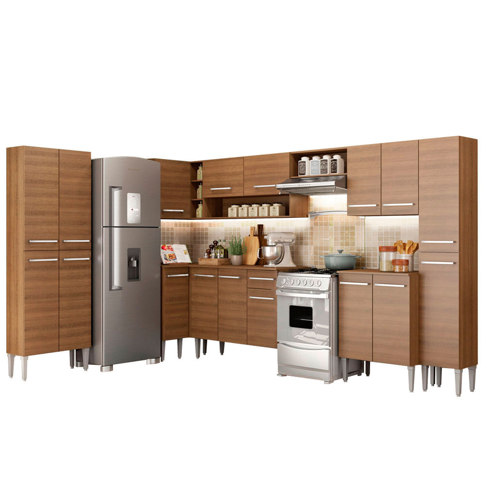 Mueble de Cocina Integral Emilly Live 513 cm Marrón 01 Mueble de Cocina Integral Emilly Live 513 cm Marrón 01