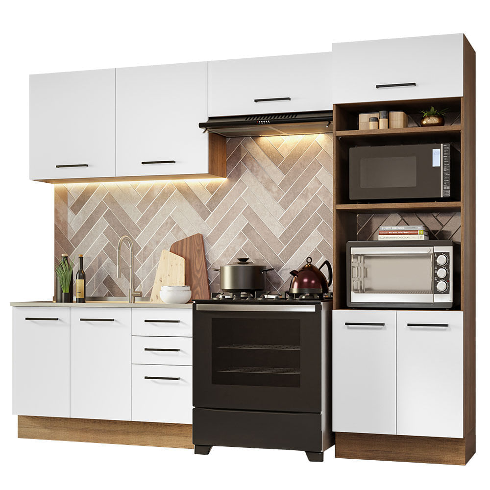 Mueble de Cocina Integral Agata 270 cm Marrón/Blanco 08