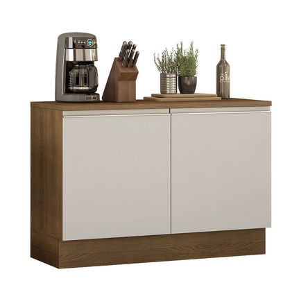 Mueble de Cocina 2 Puertas Glamy 120 cm con Encimera Marrón/Blanco Mueble de Cocina 2 Puertas Glamy 120 cm con Encimera Marrón/Blanco