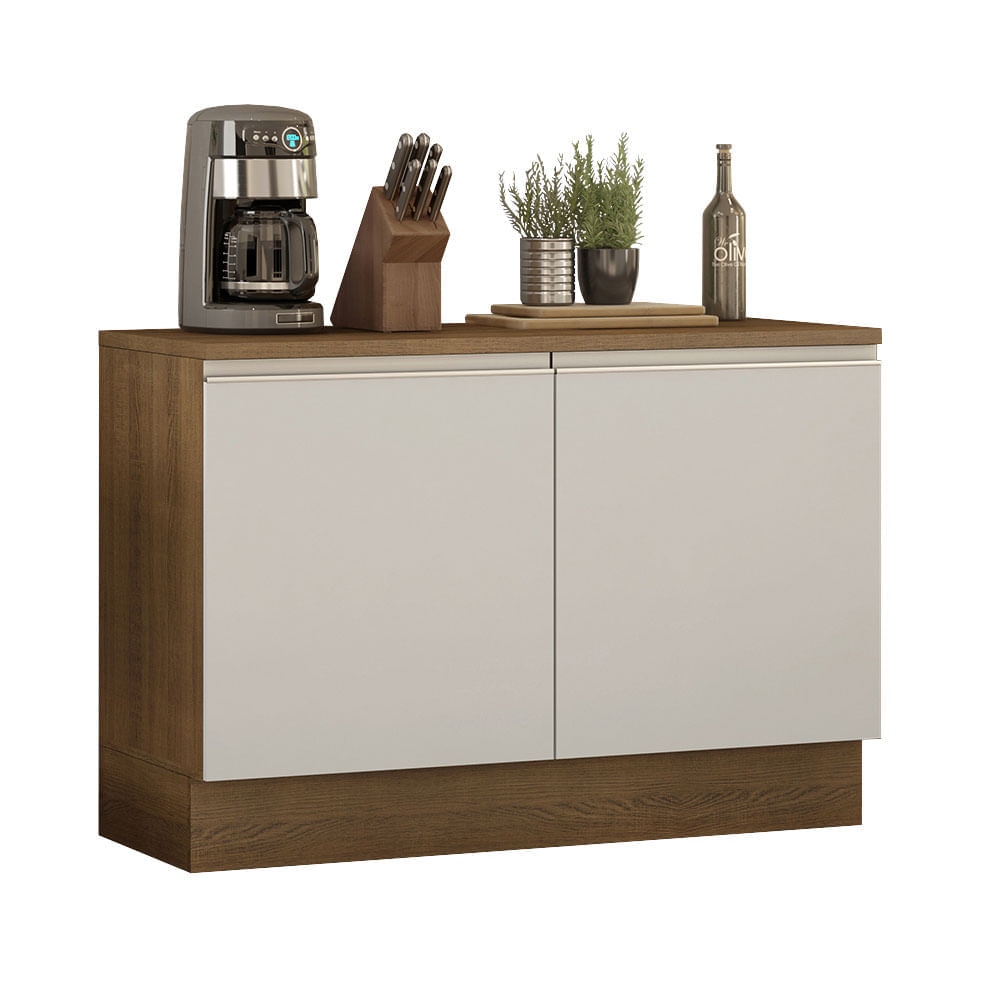 Mueble de Cocina 2 Puertas Glamy 120 cm con Encimera Marrón/Blanco