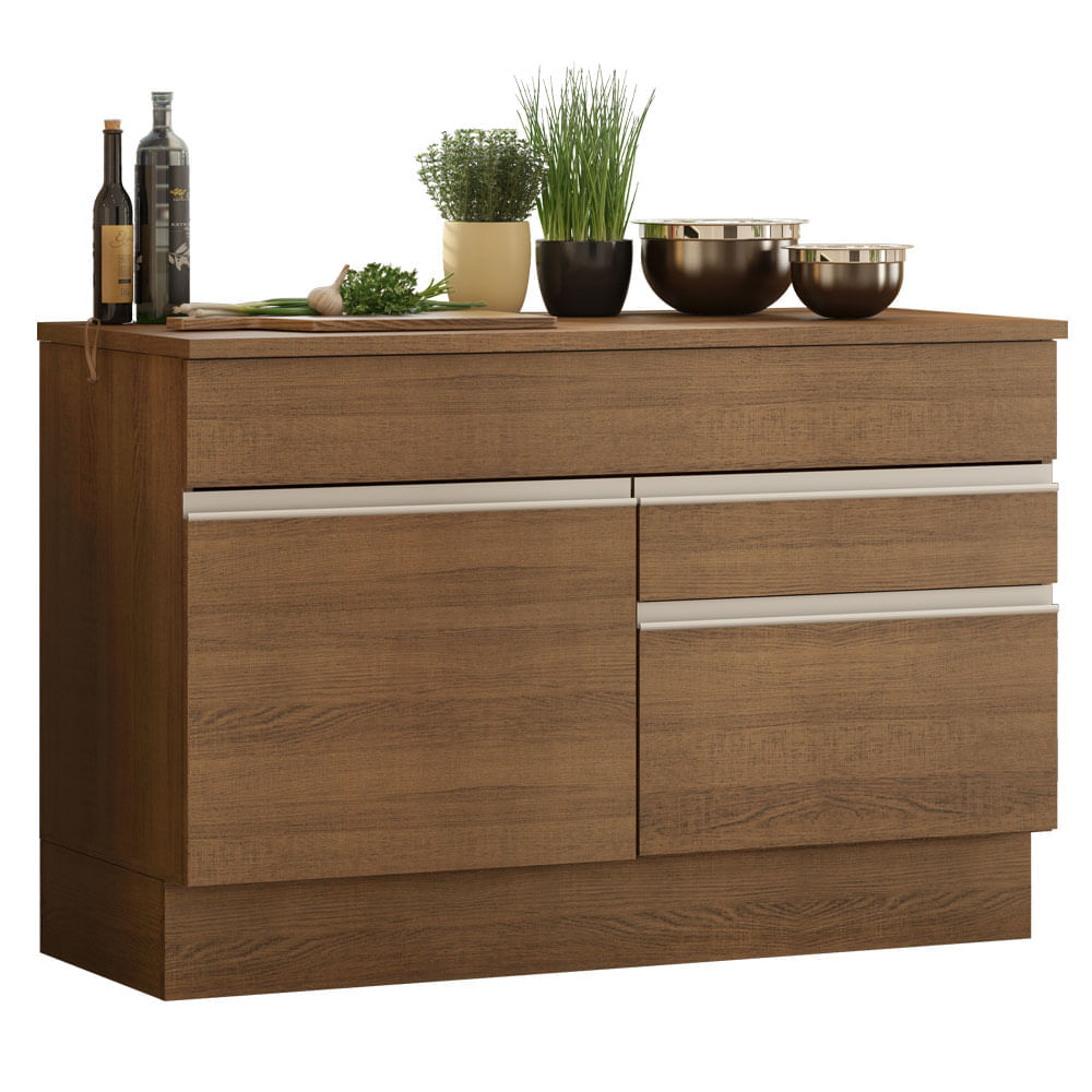 Mueble de Cocina 1 Puerta y 2 Cajones Glamy 120 cm con Encimera Marrón Mueble de Cocina 1 Puerta y 2 Cajones Glamy 120 cm con Encimera Marrón