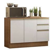 Mueble de Cocina 2 Puertas y 3 Cajones Glamy 120 cm con Encimera Marrón/Blanco