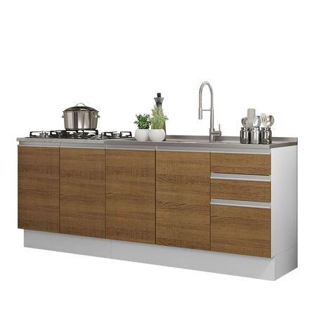 Mueble de Cocina Integral Glamy 200 cm Blanco/Marrón 10
