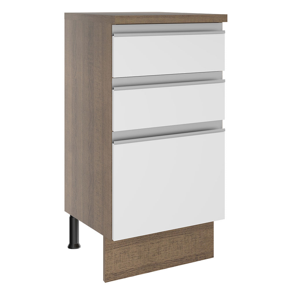 Mueble de Cocina 3 Cajones Glamy 40 cm Marrón/Blanco Mueble de Cocina 3 Cajones Glamy 40 cm Marrón/Blanco