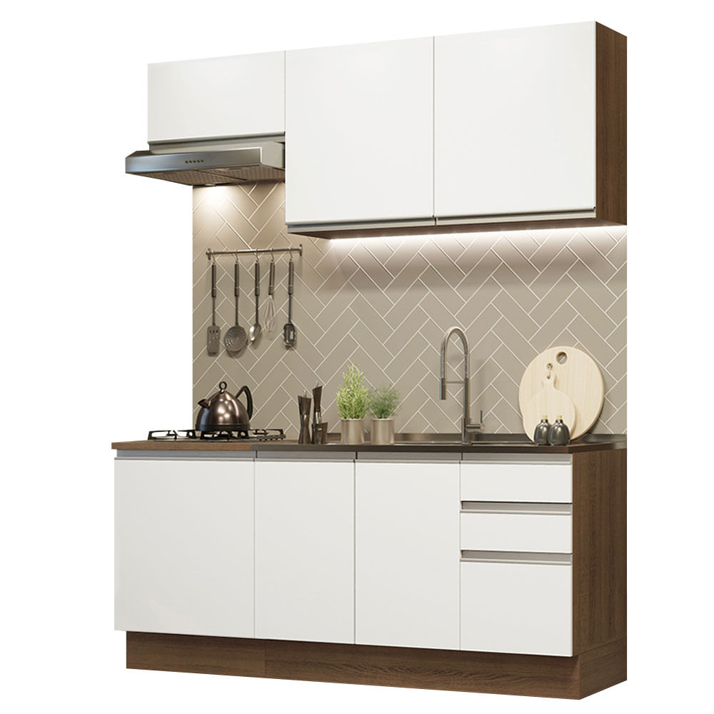 Mueble de Cocina Integral Glamy 180 cm Marrón/Blanco 13