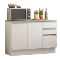 Mueble de Cocina 2 Puertas 3 Cajones Glamy 120 cm con Encimera Blanco