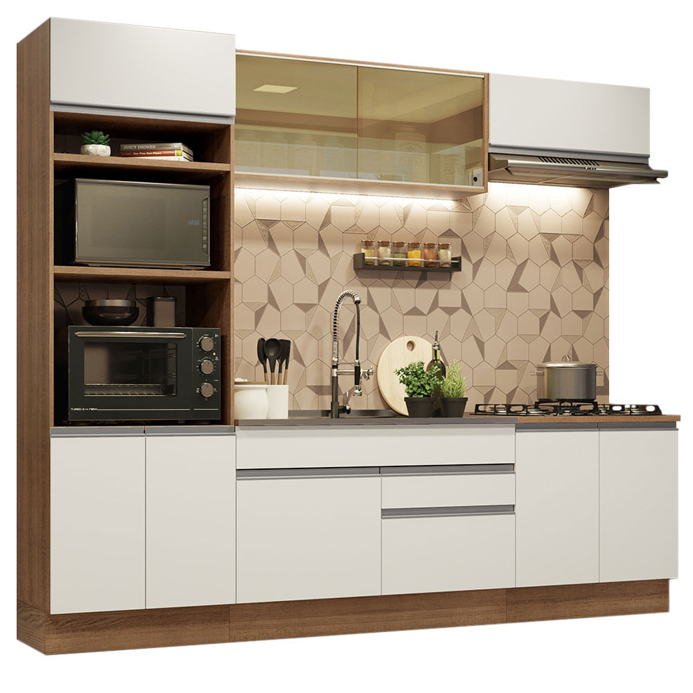 Mueble de Cocina Integral Glamy 270 cm Marrón/Blanco 10
