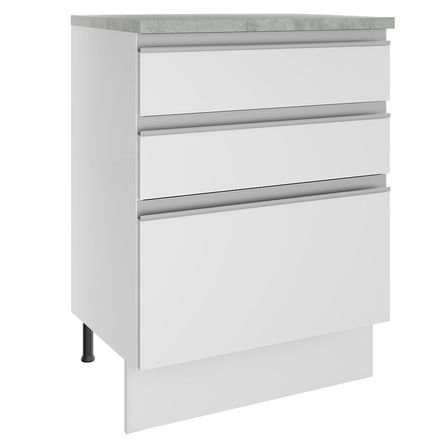 Mueble de Cocina 3 Cajones Glamy 60 cm Blanco