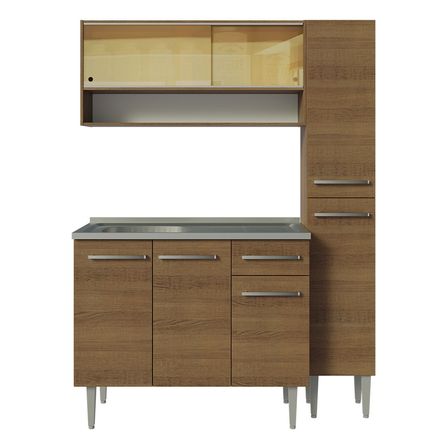 Mueble de Cocina Integral Emilly 137cm con Fregadero Marrón 10