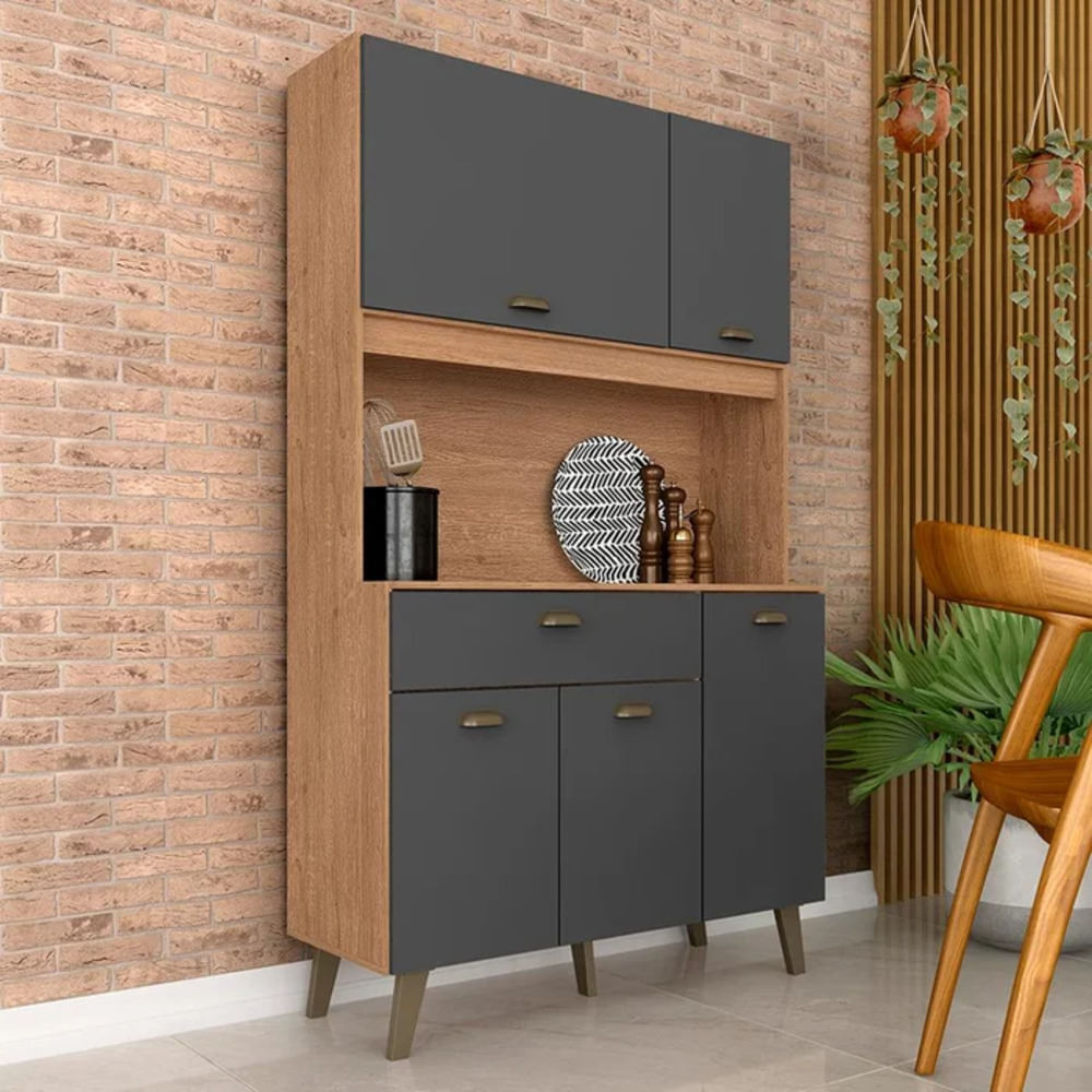 Mueble de Cocina Nodoka Marrón y Gris 5 Puertas R&R MUEBLES Mueble de Cocina Nodoka Marrón y Gris 5 Puertas R&R MUEBLES