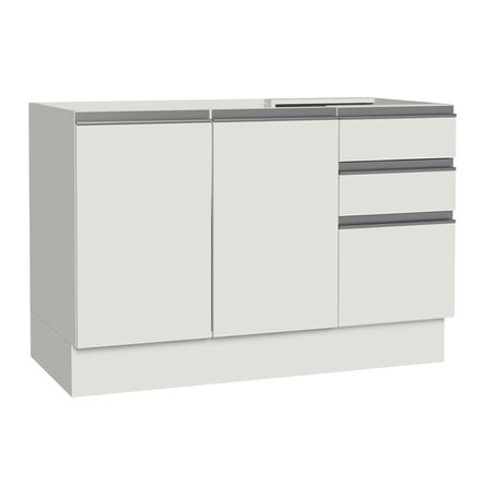 Mueble de Cocina 2 Puertas y 3 Cajones Glamy 120 x 60 cm Blanco Mueble de Cocina 2 Puertas y 3 Cajones Glamy 120 x 60 cm Blanco
