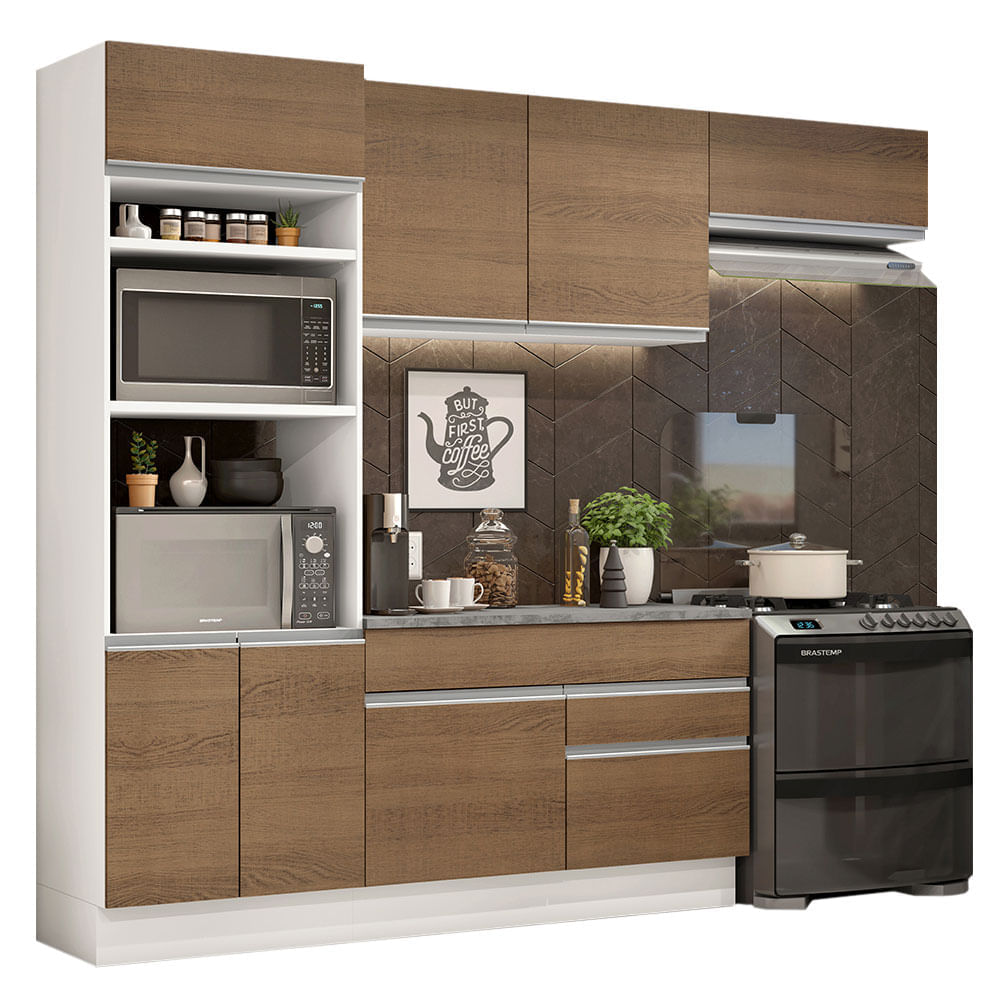 Mueble de Cocina Integral Glamy 270 cm Blanco/Marrón 14
