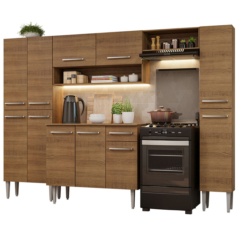 Mueble de Cocina Integral Emilly Hit 261 cm Marrón Mueble de Cocina Integral Emilly Hit 261 cm Marrón