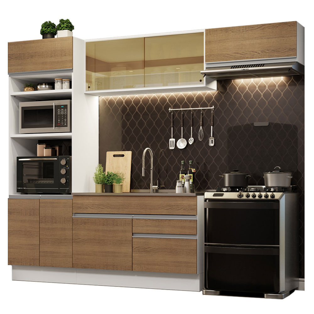 Mueble de Cocina Integral Glamy 270 cm Blanco/Marrón 11 Mueble de Cocina Integral Glamy 270 cm Blanco/Marrón 11
