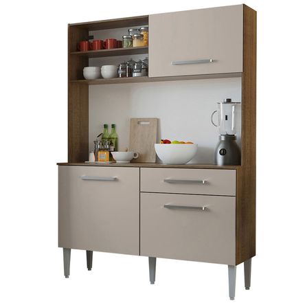 Mueble de Cocina Compacta Life 120 cm Marrón/Crema Mueble de Cocina Compacta Life 120 cm Marrón/Crema
